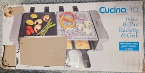 New in Box Cucina Pro Deluxe 8 Pan Raclette And Grill - 19x11x5 Inches-Model 460 - Picture 1 of 8