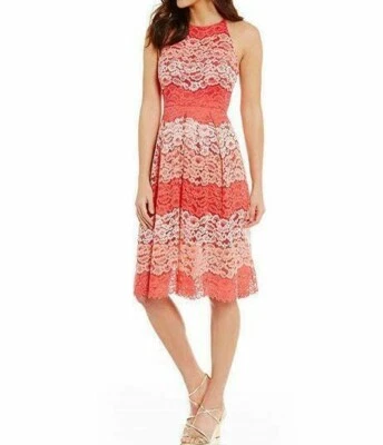 VESTIDO HALTER BADGLEY MISCHKA PEGGY ENCAJE TALLA 8 NUEVO CON ETIQUETA Foto 1 de 4