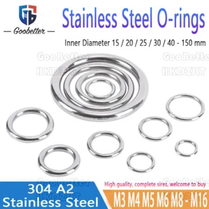 Stainless Steel 304 A2 Round O Rings, Mooring Ring M3 M4 M5 M6 M7 M8 M10 M12 M16 - Picture 1 of 10