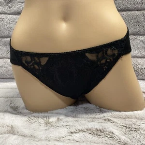 Vintage 80s VALENTINO Lace Black Low Rise Bikini Sissy Panties Medium Pin Up - Picture 1 of 6