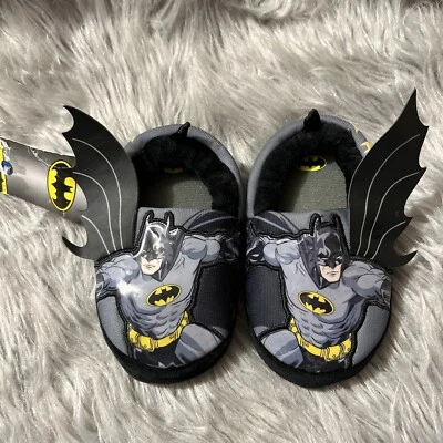 Batman Slippers Toddler Boys Size Medium 7/8 Grey Slip On Shoes Lightweight - Image 1 of 4