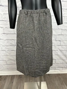 Vintage 70er Jahre 100 % reine Wolle Fischgrätmuster Taschen Rock Damengröße 14 - Bild 1 von 6
