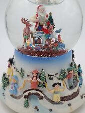 Party Lite VTG Snowglobe Santa's Work Shop Children Musical Animated 8 " EUC