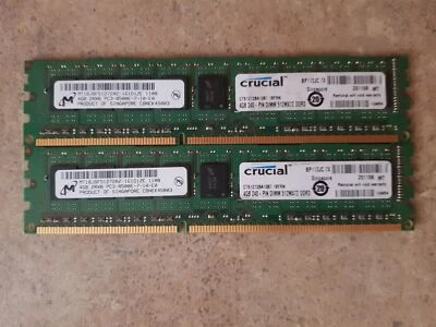 8GB (2X4GB) MICRON MT18JSF51272AZ-1G1D1ZE PC3-8500E DDR3 SERVER RAM MEMORY  L1-9 - Image 1 of 4