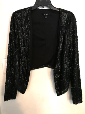 Torrid женщин куртка 0 L 12 черный Blazer открытый передний блестки рубашка с длинным рукавом Топ - Изображение 1 из 4