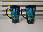 hard rock cafe new york cups coffe mugs BLUE AND BLACK TALL MUGS