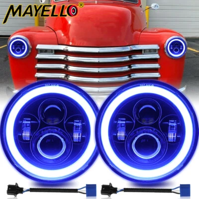 Faros LED redondos de 7 pulgadas para camioneta Chevrolet 3100 1959 1947-1958 con DRL azul Foto 1 de 4