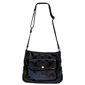 Coach F16550 Black Ashley Shoulder Bag Jacquard Y2K Medium Signature Logo Purse - Picture 1 of 12