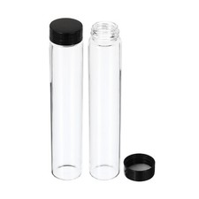 60mL Reagent Glass Storage Bottle 12Pcs Round Plastic Screw Cap Lab Home Clear