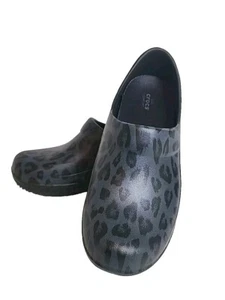 Crocs Work Clog Neria Pro II Cheetah  W 11 M 9 Insoles Slip Resistant Gray/Black - Picture 1 of 15