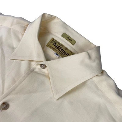 Paul Stuart Men's Cooper 100% Cotton L/S Dress Shirt Yellow • Italy • XL - Image 1 of 4