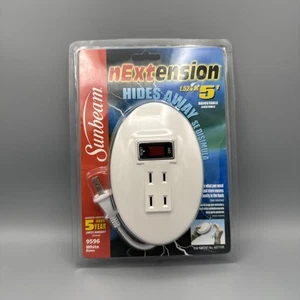 Sunbeam White Extension Cord Outlet 5 Foot Hideaway Nextension - Picture 1 of 2