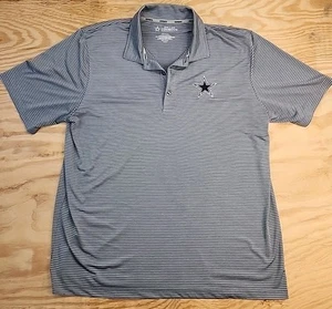 Dallas Cowboys Logo Gray Striped Football NFL Polo Shirt Mens 2XL Lightweight - Picture 1 of 7