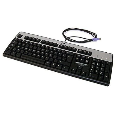 HP WIRED PS/2 BLACK AND SILVER KEYBOARD 434820-00X - NEW - Image 1 of 4