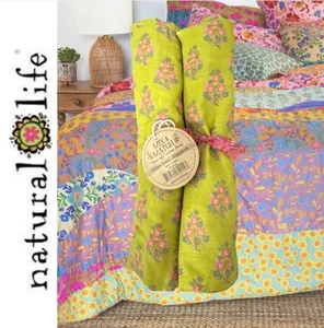 Set of 2 NWT Natural Life Standard Pillow Cases Ruffle Mustard Floral CottonBoho - Picture 1 of 3