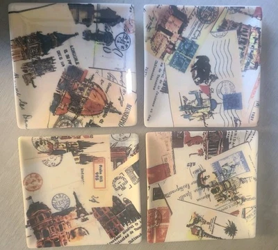 Williams Sonoma NIB Grand Tour Appetizer Salad Plates Marc Lacaze 2008 Set of 4  - Image 1 of 4