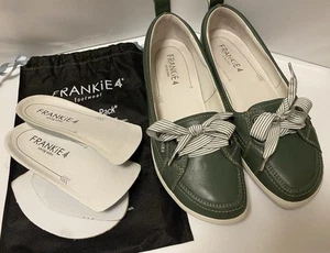 Sz 9.5 Frankie4 Sophie 3 Green Thyme Leather Flats Shoes - Picture 1 of 14