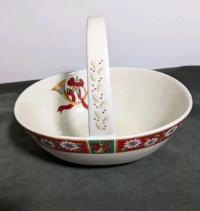 Charlton Hall CLASSIC TRADITION POINSETTIA CESTO NATALE PIATTO CARAMELLE ceramica - Foto 1 di 9