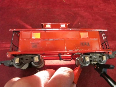 VINTAGE PREWAR AMERICAN FLYER GILBERT S GAUGE #484 ILLUMINATED RED CABOOSE - USA - Image 1 of 4