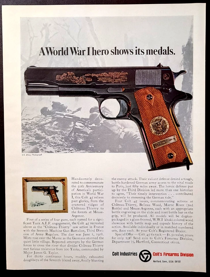 Colt Firearms Original 1967 Vintage Print Ad Wall Art - Image 1 of 1