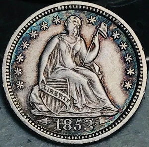 1853 O Seated Liberty Half Dime 5C Arrows Ex NGC AU58 90% Silver US Coin CC27195 - Picture 1 of 7