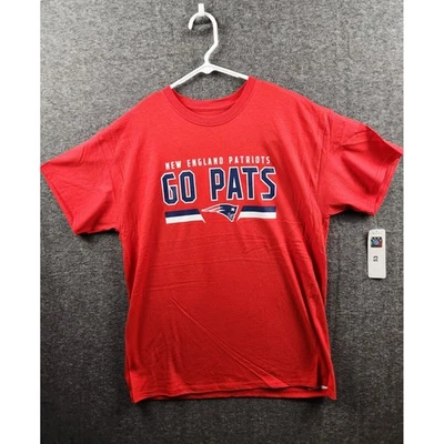 New England Patriots Go Pats NFL Team Apparel Mens Red Graphic T Shirt - Image 1 of 4