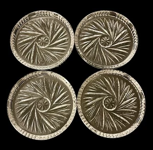 Set Of 4 Vintage Crystal Clear Industries Adria Pinwheel Crystal Wine Coasters - Picture 1 of 7