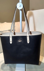 Sale!!!   Coach    Reversible Black/White City Tote PVC/Leather Purse Bag