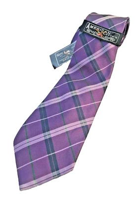 Corbata American Living Para Hombre 100% Seda Tonos Púrpura Verde Cruz Diagonal Rayas Foto 1 de 4