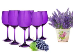 Bicchieri da Vino 300ml Im 6er-Pack Lilla Colore Pitturato A Vini Rossi - Picture 1 of 3