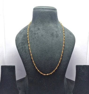 Tourmaline Hydro Gemstone Gold Plated Chain Mala Necklaces 3 mm Round Beads - Image 1 of 4