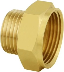 Garden Hose Adapter, 1" NPSH Female X 3/4" GHT Male Hose Thread, Solid Brass Con - Picture 1 of 3