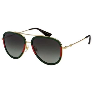 GUCCI GG0062S 003 Dorado Verde Rojo Gris Lente Mujeres Aviador Gafas de sol AUTÉNTICAS - Imagen 1 de 8