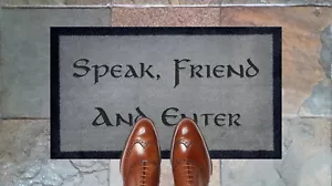 Door Mat 70x40cm Internal Speak Friend Lord of the Rings 70x40cm Grey Tolkein - Picture 1 of 3