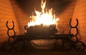 Horseshoe Western Cowboy Fireplace Andirons Fire Dogs Western Decor Handcrafts - Picture 1 of 12