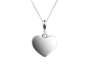 Argento Sterling Cuore Ciondolo Con Catenina Argento - Incisione Gratuita - Foto 1 di 1