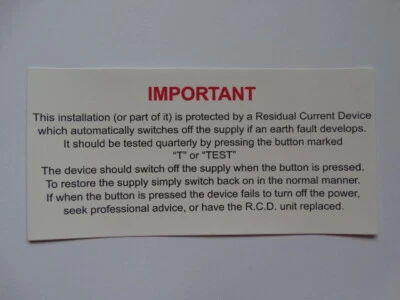 INDUSTRIAL SIGNS ISigns Electrical RCD Quarterly Test Notice Label 130x60mm self adhesive vinyl