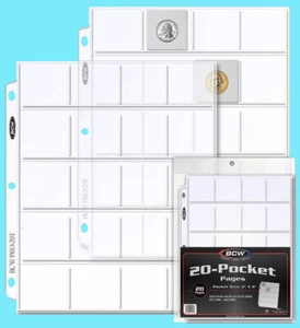 20 BCW PRO 20-POCKET Coin Storage Pages Sheets Protector Token Stamp Binder Flip - Picture 1 of 3