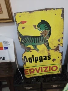 AGIPGAS SERVIZIO INSEGNA VINTAGE TABELLA IN METALLO ORIGINALE ANNI 50 - Foto 1 di 3