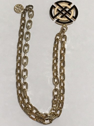 COLLANA MEDAGLIONE VINTAGE TORY BURCH LOGO SMALTATO. Circa 34 pollici
