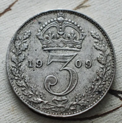 Threepence Rare 1909 United Kingdom - Image 1 of 2