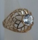 9 Carat Gold Dress Ring With A Single White Cubic Zirconia Stone