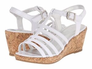 Wedge Sandals Florence White Patent -2 1/4 wedge cork sole Older Girls Sz 5 SALE
