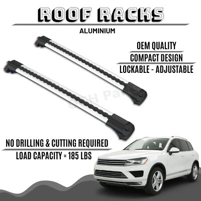 BARRA PORTAEQUIPAJES DE ALUMINIO BARRAS TRANSVERSALES PORTAEQUIPAJES PARA VOLKSWAGEN TOUAREG (2010-2017) Foto 1 de 3