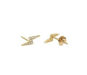 14K Yellow/White/Rose Cz lighting Bolt with Push Backs - Picture 1 of 10