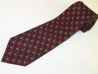 New JZ Richards Tie Extra Long XL Maroon Gold Blue Circle Printed Nordstrom Silk