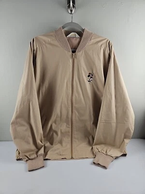 Vintage Mickey Mouse Golf Jacket Size Large Tan Brown Full Zip Made In Hong Kong - Image 1 of 4