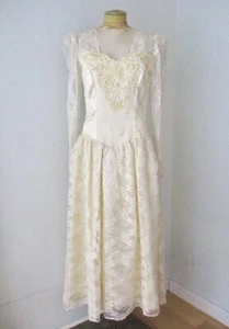 NWT $200 Vtg 80s Lilia Smitty Ivory Lace Beaded Pearl Western Wedding Dress 10 - Picture 1 of 11