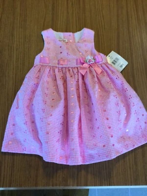 Jessica Ann Niñas Vestido Rosa Gingham Talla 18 Mo NUEVO CON ETIQUETAS NUEVO Foto 1 de 4