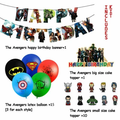 27PCS Marvel Avengers Superhero Birthday Party Decorations Kids Party Supplies - image 1 of 4